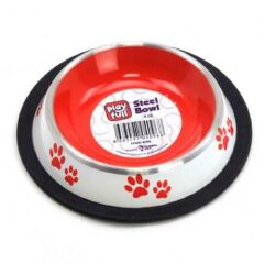 Playfull Renkli Pati Desenli Çelik Mama ve Su Kabı 8 Oz