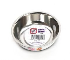 Playfull Pati Desenli Çelik Mama ve Su Kabı Kauçuk Tabanlı 10 Cm