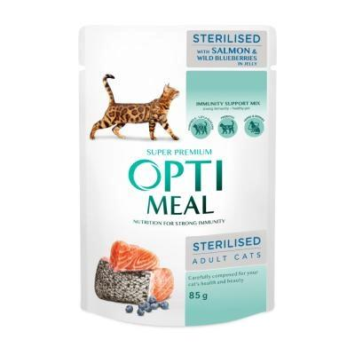 Optimeal Somonlu ve Yaban Mersinli Kısır sterilised Kedi Yaş Mama 85 gr