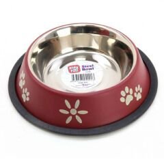 Playfull Pati ve Çiçek Desenli Çelik Mama ve Su Kabı 16 Oz