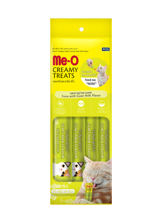 Me-O Creamy Ton Balıklı ve Keçi Sütlü Yetişkin Kedi Ödülü 4 x 15 G