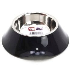 Playfull Siyah Plastik Çerçeve İçinde Çelik Mama Su Kabı