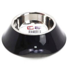 Playfull Siyah Plastik Çerçeve İçinde Çelik Mama Su Kabı