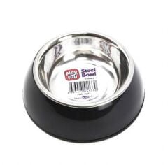 Playfull Siyah Plastik Çerçeve İçinde Çelik Mama ve Su Kabı Kauçuk Tabanlı