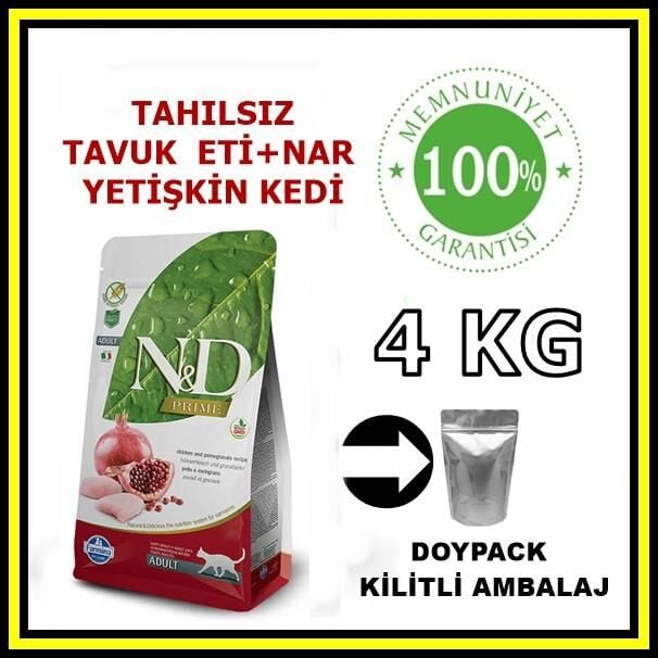 N&D tahılsız tavuk ve narlı yetişkin kedi maması 4 kg açık mama