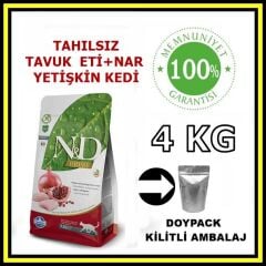 N&D tahılsız tavuk ve narlı yetişkin kedi maması 4 kg açık mama