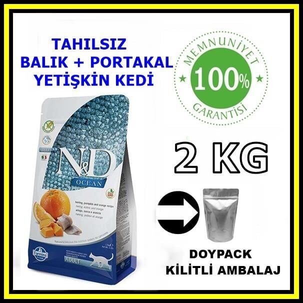 N&D tahılsız ocean balıklı yetişkin kedi maması 2 kg açık mama