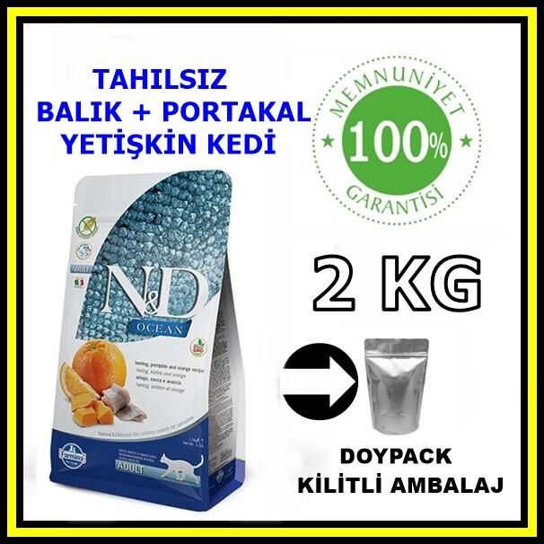 N&D tahılsız ocean balıklı yetişkin kedi maması 2 kg açık mama