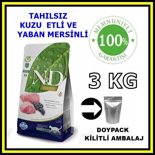 N&D tahılsız kuzu etli yetişkin kedi maması 3 kg açık mama