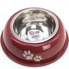 Playfull Pati ve Kemik Desenli Plastik Çelik Mama ve Su Kabı Tabanlı