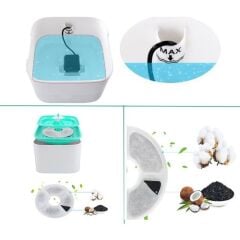 New Generation 3 in 1 Çiçekli Otomatik Kedi & Köpek Su Kabı 1,5lt