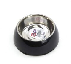 Playfull Siyah Plastik Çerçeve İçinde Çelik Mama ve Su Kabı Kauçuk Tabanlı