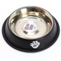 Playfull Pati Desenli Siyah Çelik Mama ve Su Kabı 32 Oz