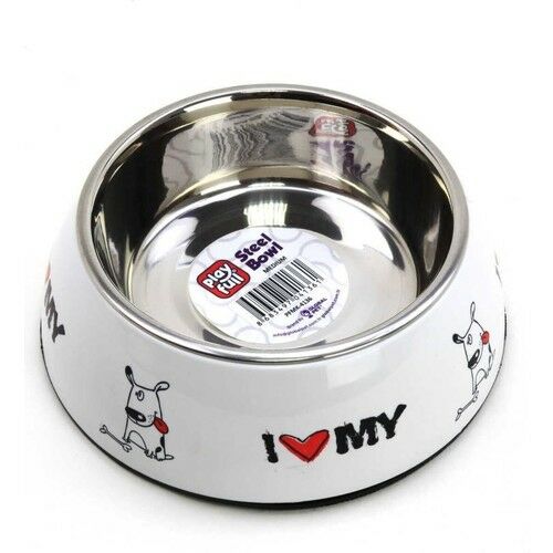 Playfull Diva Köpekler için Desenli Çelik Mama ve Su Kabı 15cm 400ml