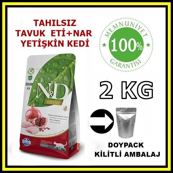 N&D tahılsız tavuk ve narlı yetişkin kedi maması 2 kg açık mama