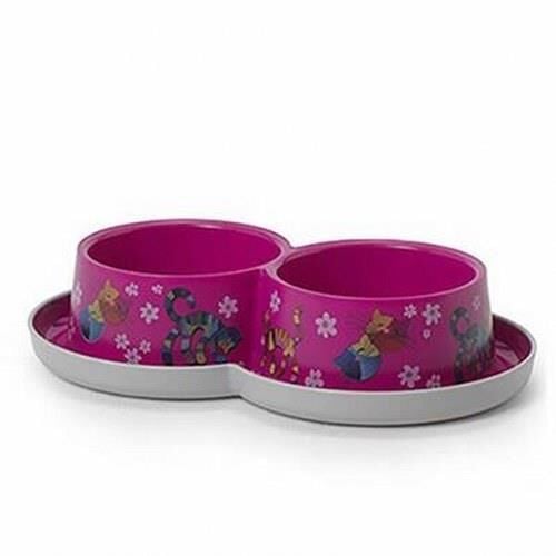 Moderna Trendy İkili Kedi Mama Kabı Mor 2x350 Ml