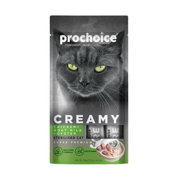 Prochoice Creamy Kısırlaştırılmış Kediler İçin Tavuklu Keçi Sütlü Sıvı Kedi Ödül 4x15 gr