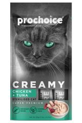 Prochoice Creamy Kediler İçin Tavuklu Ton Balıklı Sıvı Kedi Ödül 4x15 gr