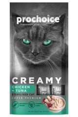 Prochoice Creamy Kediler İçin Tavuklu Ton Balıklı Sıvı Kedi Ödül 4x15 gr
