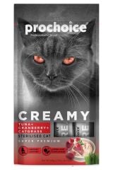 Prochoice Creamy Kısırlaştırılmış Kediler İçin Ton Balıklı Kızılcıklı Kedi Çimi İçerikli Sıvı Kedi Ödül 4x15 gr