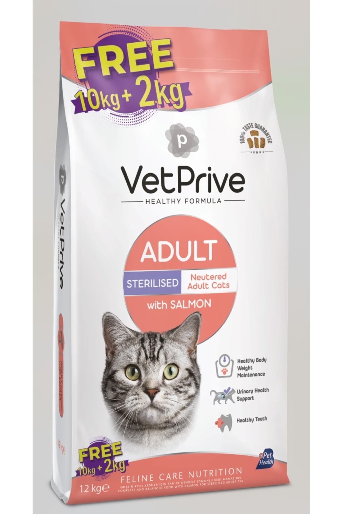 VetPrive Kısırlaştırılmış Somonlu Kedi Maması 10+2 Kg Bonus Paket