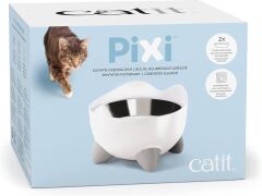 Catit PIXI Yükseltilmiş Besleme Tabağı, Bıyık Stressiz Yiyecek ve Su Kedi Kasesi Beyaz