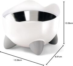 Catit PIXI Yükseltilmiş Besleme Tabağı, Bıyık Stressiz Yiyecek ve Su Kedi Kasesi Beyaz
