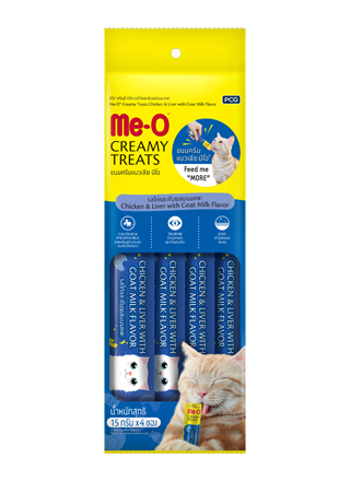 Me-O Creamy Tavuk & Ciğer & Keçi Sütlü Yetişkin Kedi Ödülü 4 x 15 G