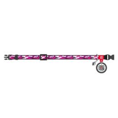 Waudog Collar QR Pasaportlu Kedi ve Ufak Irk Köpek Boyun Tasması 20-30 CM, 10 MM, L, Pink Camo