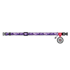 Waudog Collar QR Pasaportlu Kedi ve Ufak Irk Köpek Boyun Tasması 20-30 CM, 10 MM, L,  Purple Camo