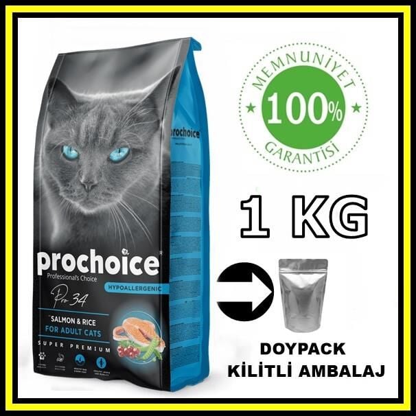 Pro choice Pro34 somonlu yetişkin kedi 1 kg açık mama
