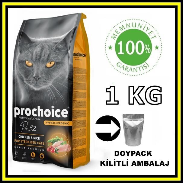 Pro choice Pro32 sterilised tavuklu kısır kedi 1 kg açık mama