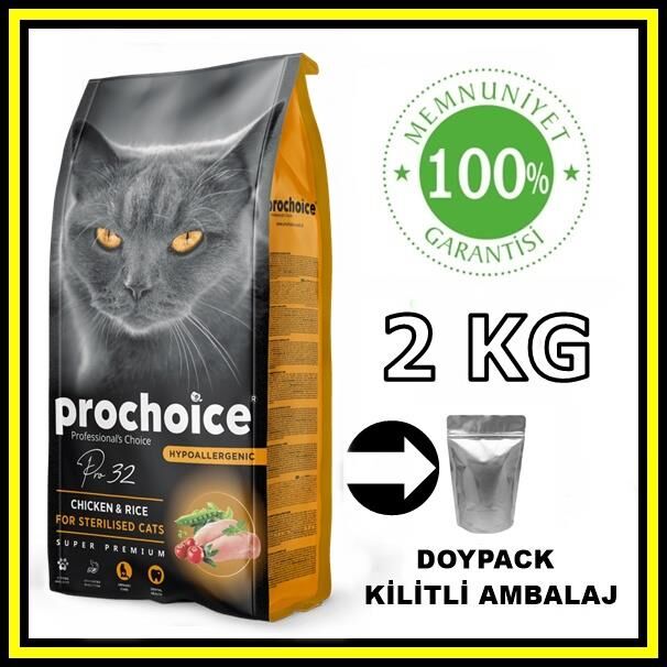 Pro choice Pro32 sterilised tavuklu kısır kedi 2 kg açık mama