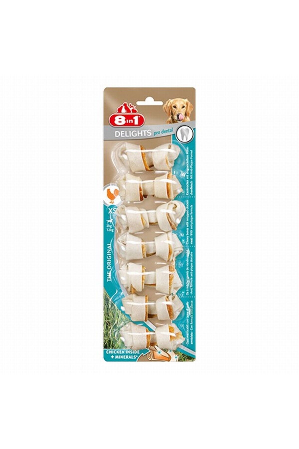 8IN1 Delights Pro Dental Diş Sağlığı için Köpek Ödül Kemiği Tavuklu XS - 84GR