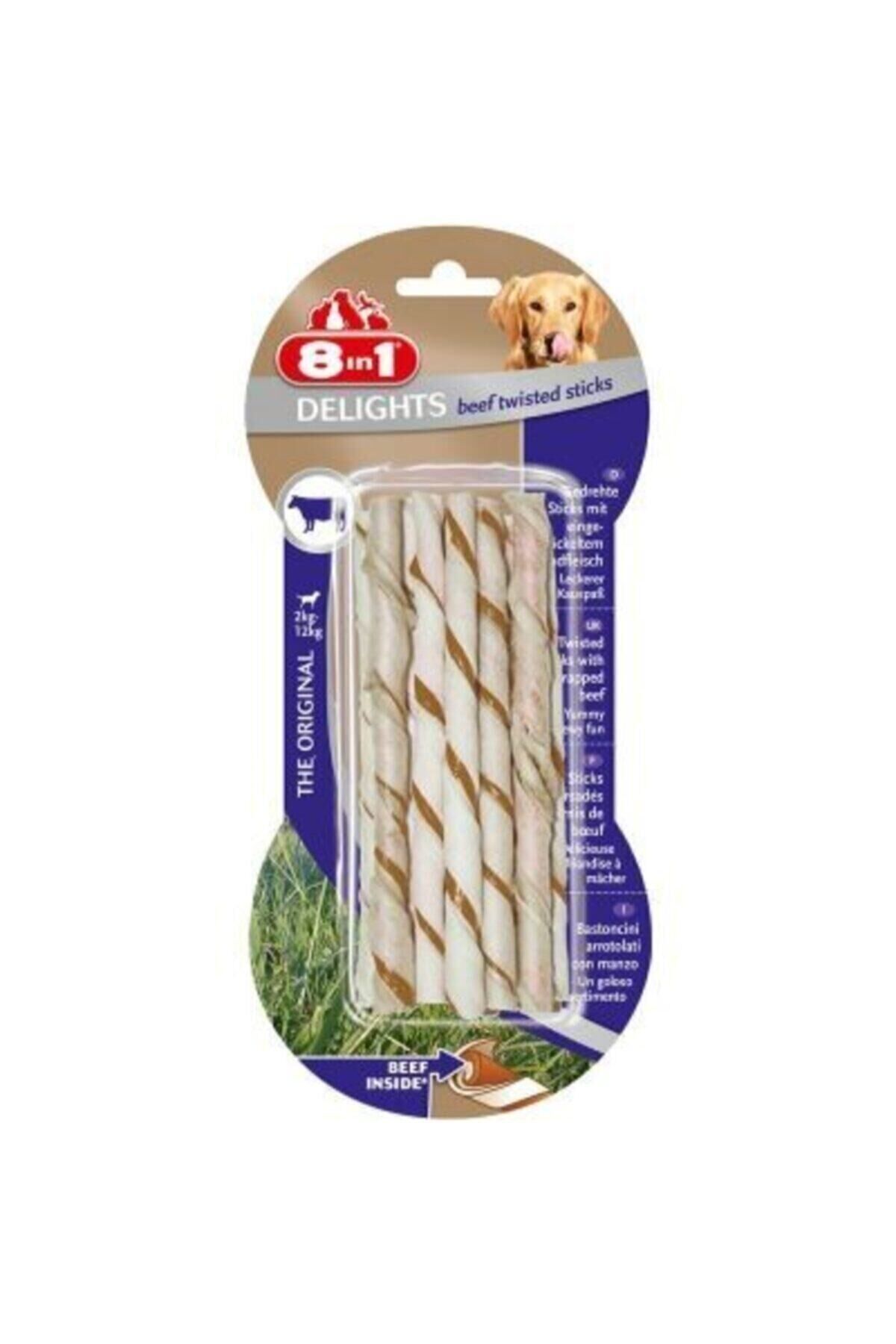 8IN1 Delights Burgu Çubuk Köpek Ödül Kemiği Sığır Etli - 55GR