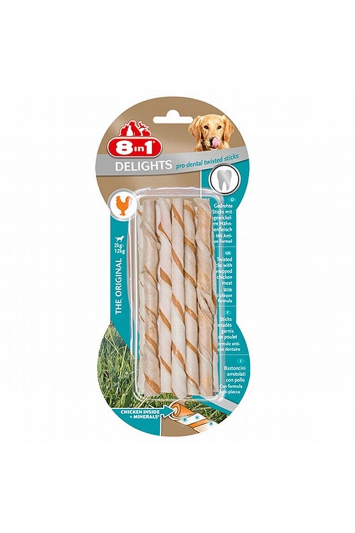 8IN1 Delights Pro Dental Diş Sağlığı için Burgu Çubuk Köpek Ödül Kemiği - 55GR