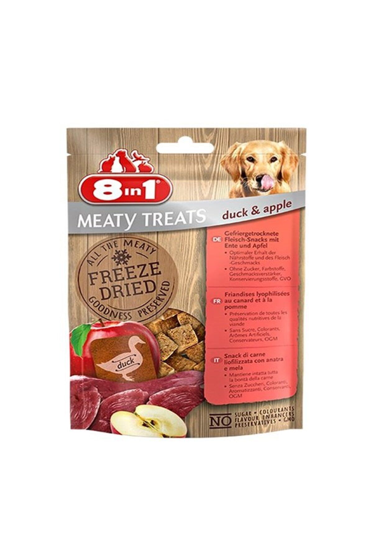 8IN1 Meaty Treats Freeze Dried Köpek Ödül Maması - Ördekli & Elmalı - 50GR