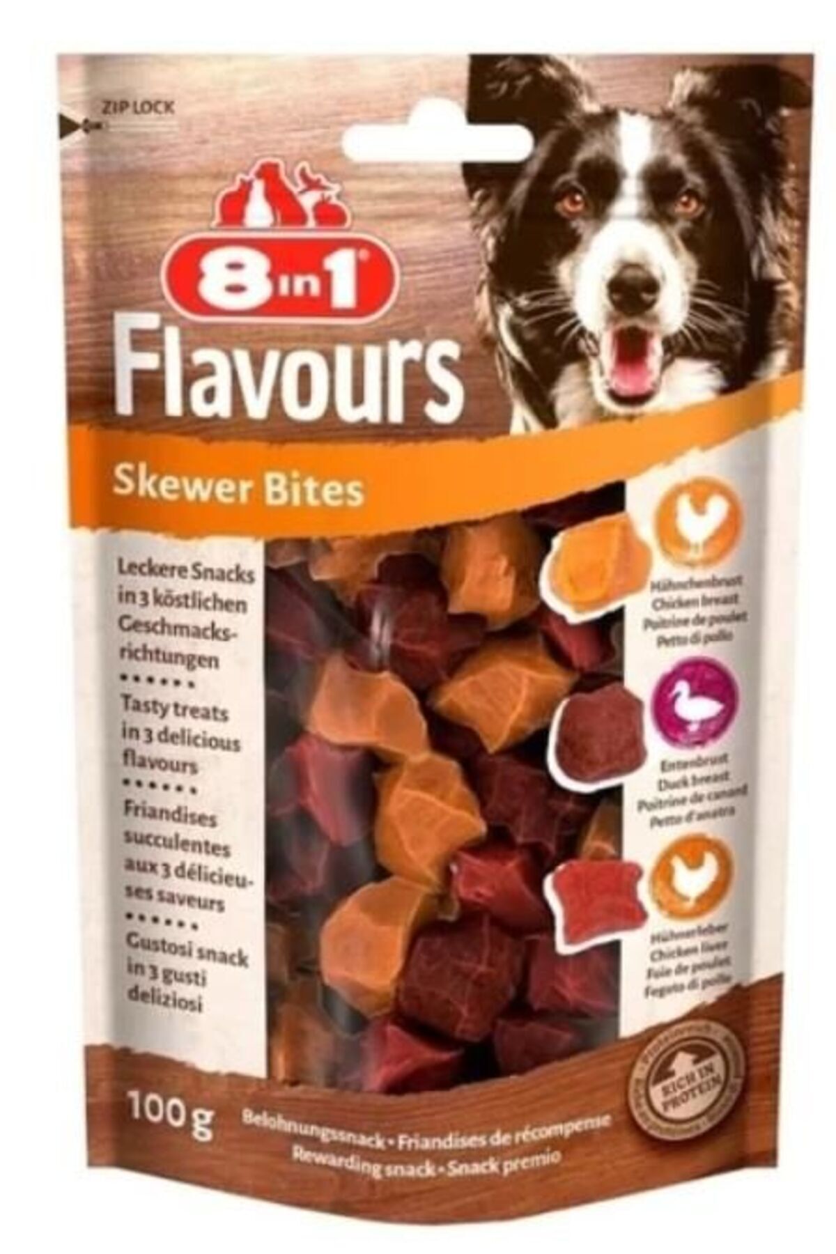 8IN1Flavours Skewer Bites Kuşbaşı Dilimli Çiğneme Köpek Ödülü 100gr