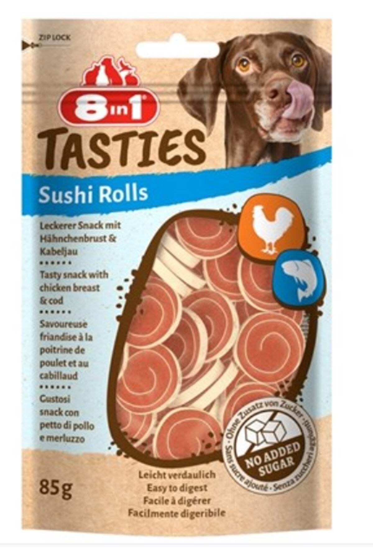 8IN1 Tasties Sushi Rolls Tavuklu Balıklı Sushi Köpek Ödülü 85 Gr