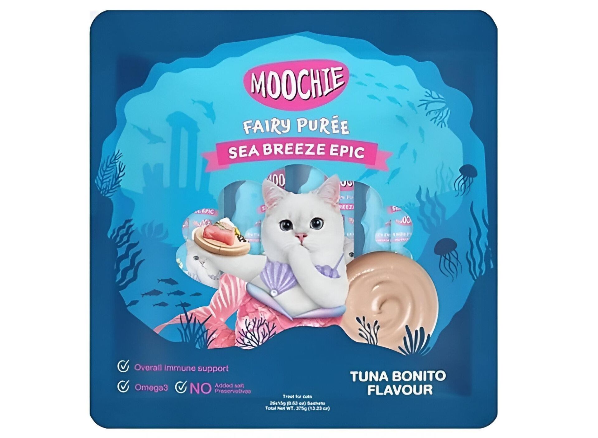 Moochie Çizgili Ton Balığı Aromalı Krema Kedi Ödülü 25 x 15gr