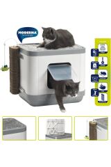 Moderna Cat Consept Tırmalama Oyuncaklı Kedi Tuvaleti Gri