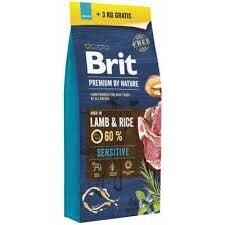 Brit Premium By Nature Sensitive Kuzu Etli Pirinçli Yetişkin Köpek Maması 15+3 kg