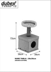 Dubex 39x39x72 cm Kedi Oyun Evi ve Tırmalama Platformu Siyah