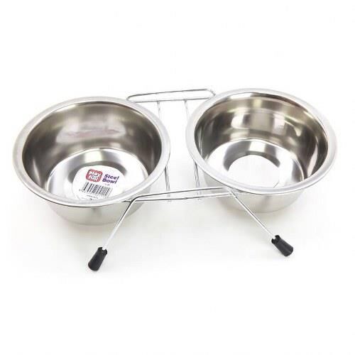 Playfull Krom Kaplı Çiftli Mama Kabı