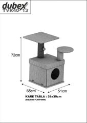 Dubex 65x51x72 cm Kedi Oyun Evi ve Tırmalama Platformu Beyaz