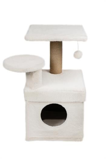 Dubex 65x51x72 cm Kedi Oyun Evi ve Tırmalama Platformu Beyaz