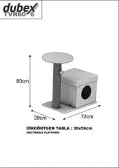 Dubex 39x72x80 cm Kedi Oyun Evi ve Tırmalama Platformu Bej