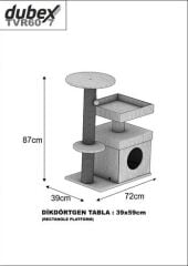 Dubex 39x72x87 cm Kedi Oyun Evi ve Tırmalama Platformu Beyaz