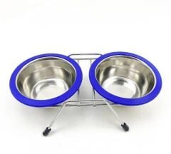 Playfull Krom Kaplı Çiftli Mama Kabı 32 Oz