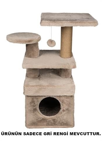 Dubex 65x39x85 cm Kedi Oyun Evi ve Tırmalama Platformu Gri